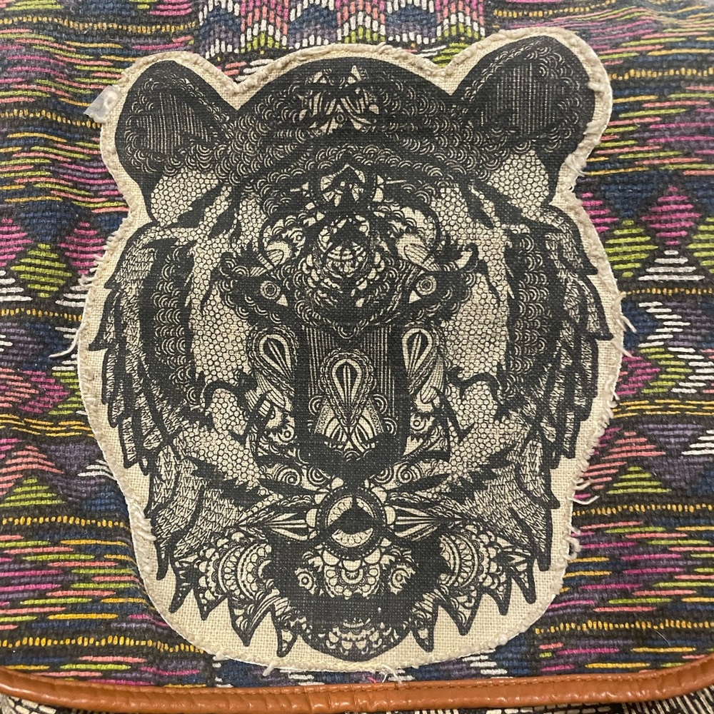 Mossimo Supply Co. Boho, slouchy hobo woven backpack with Tiger Face Embroidery - Picture 2 of 9